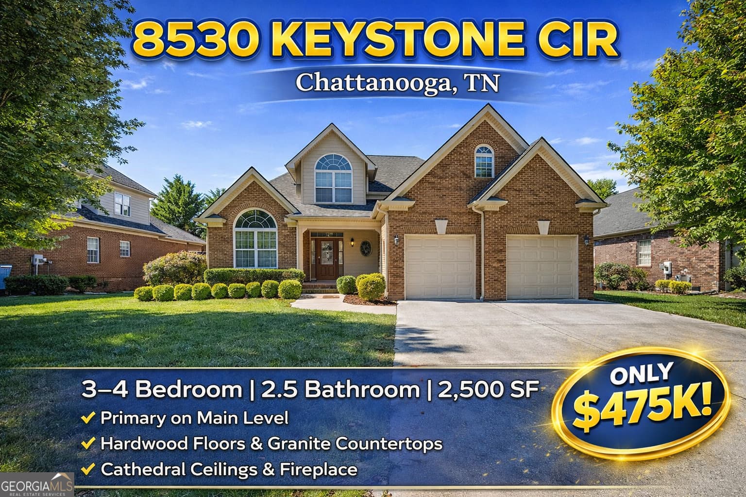 3 bedroom, 2.5 bathroom, 2,529 sq ft single family residence sold at 8530 Keystone Circle, Chattanooga, TN 37421