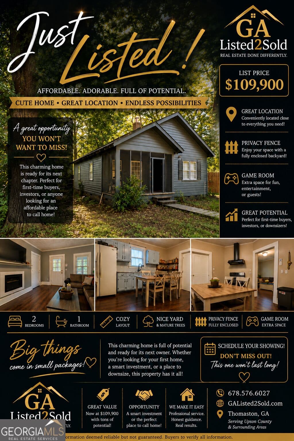 2 bedroom, 1 bathroom, 996 sq ft single family residence for sale at 405 N Bethel Street, Thomaston, GA 30286 — photo 1 of 22