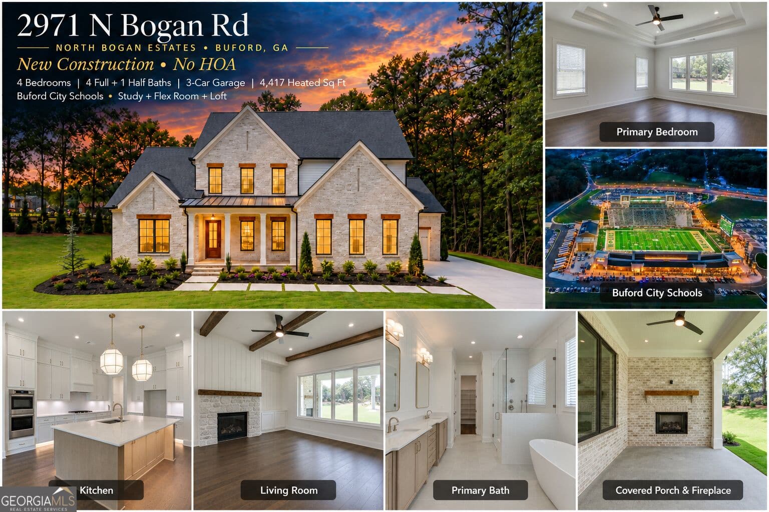 4 bedroom, 4.5 bathroom, 4,417 sq ft single family residence for sale at 2971 N Bogan Road 2, Buford, GA 30519