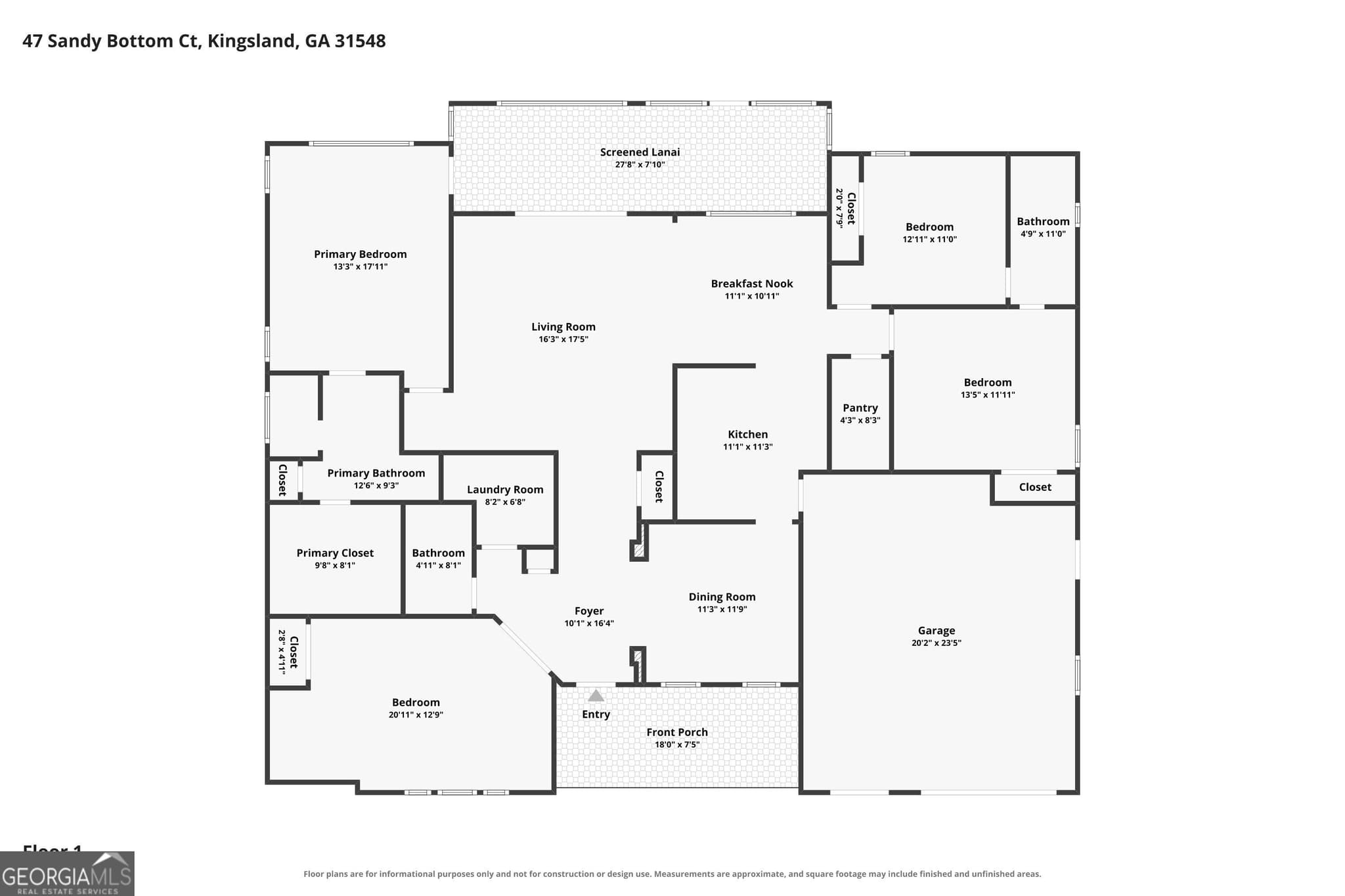 4 bedroom, 3 bathroom, 2,196 sq ft single family residence for sale at 47 Sandy Bottom Court, Kingsland, GA 31548 — photo 9