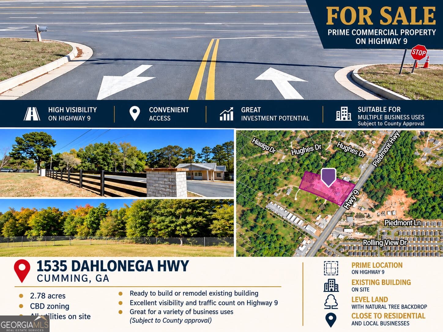 unimproved land for sale at 1535 Dahlonega Highway, Cumming, GA 30040 — photo 2