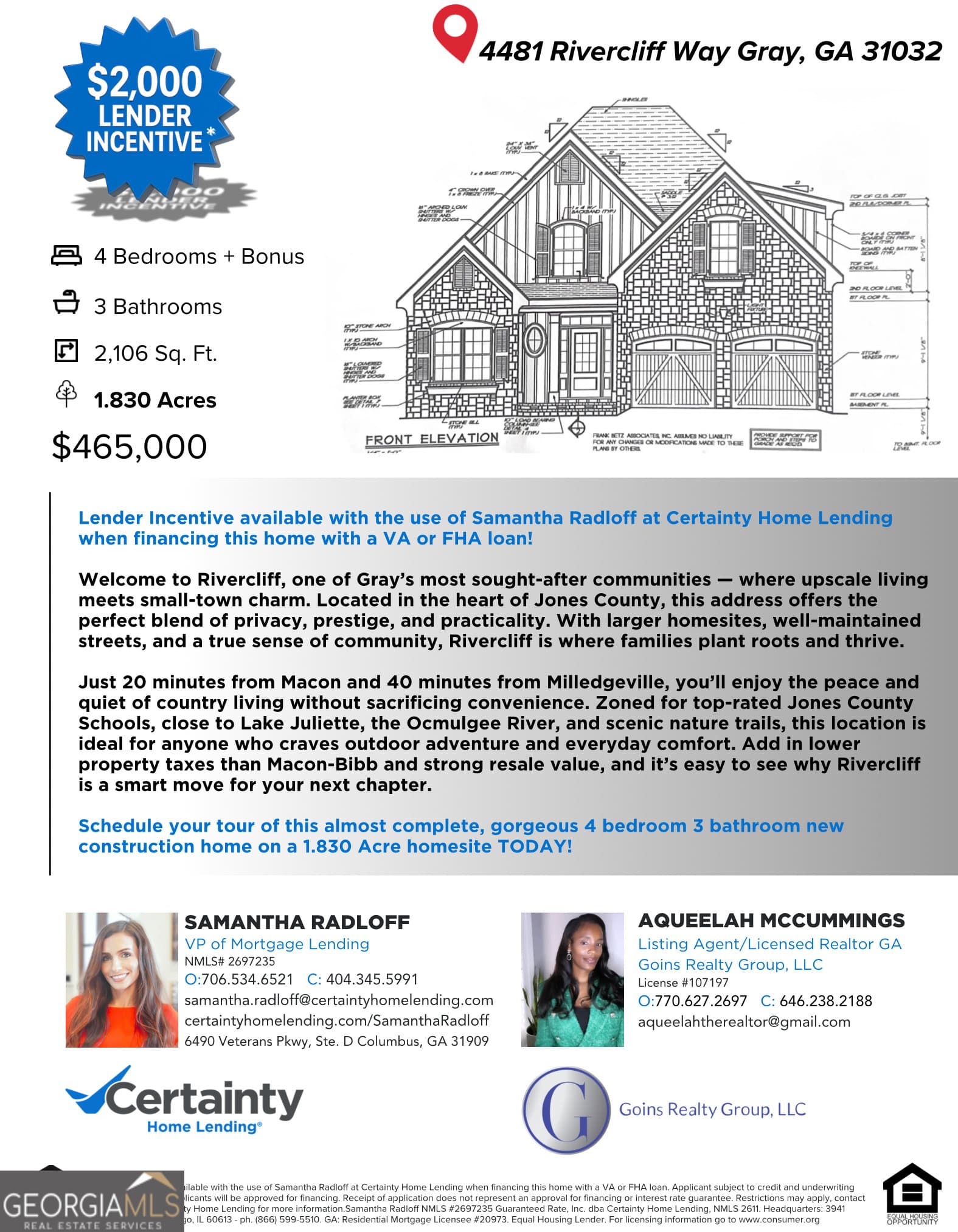 4 bedroom, 3 bathroom, 2,106 sq ft single family residence for sale at 4481 Rivercliff Way, Gray, GA 31032 — photo 4