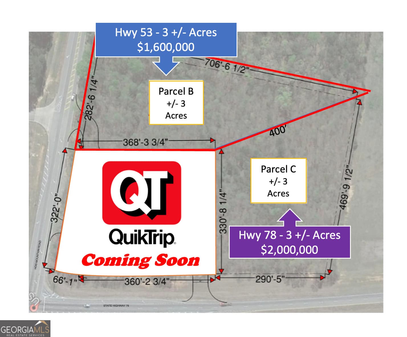 unimproved land for sale at 6601 Hog Mountain Hwy - Hwy 53 PARCEL B, Bogart, GA 30622 — photo 1 of 6