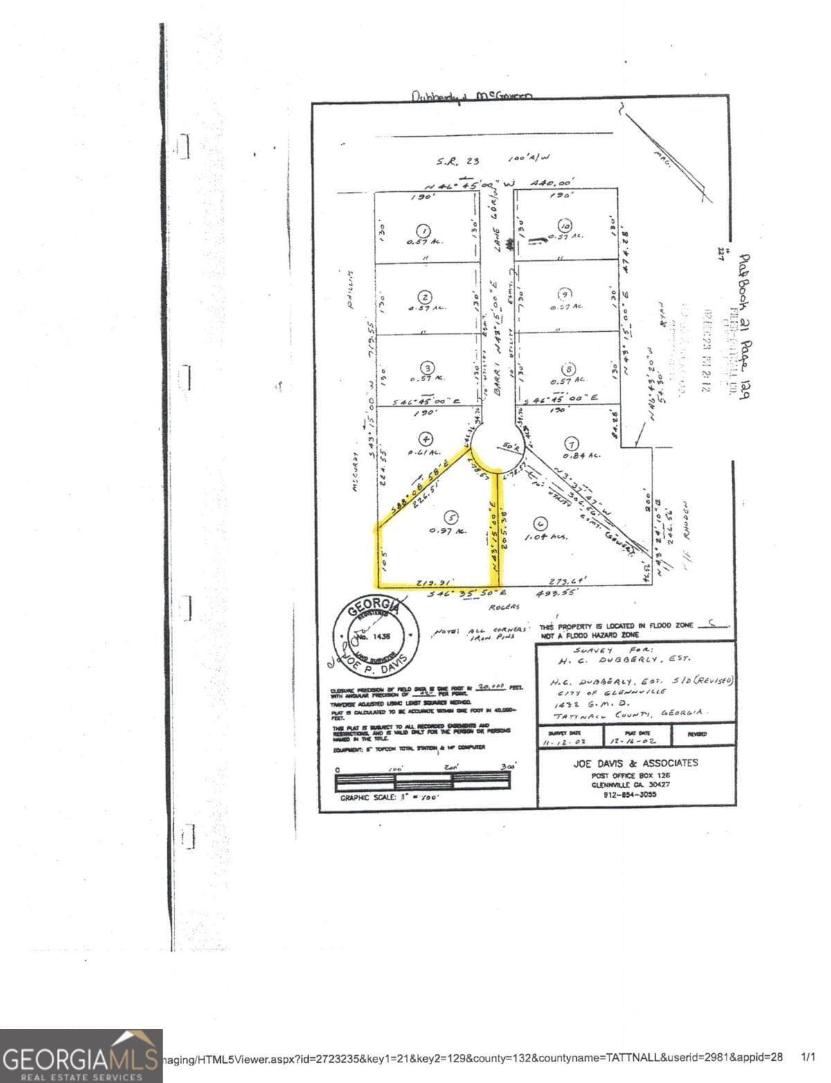residential lot for sale at 008 Barry Lane LOT 5, Glennville, GA 30427
