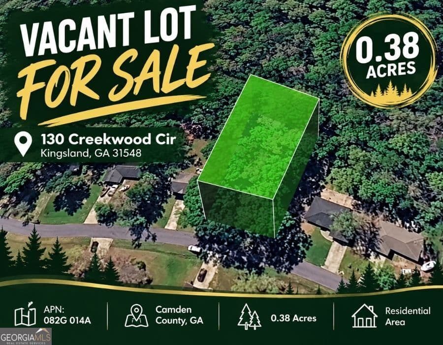 residential lot for sale at 130 Creekwood Circle, Kingsland, GA 31548 — photo 1 of 16