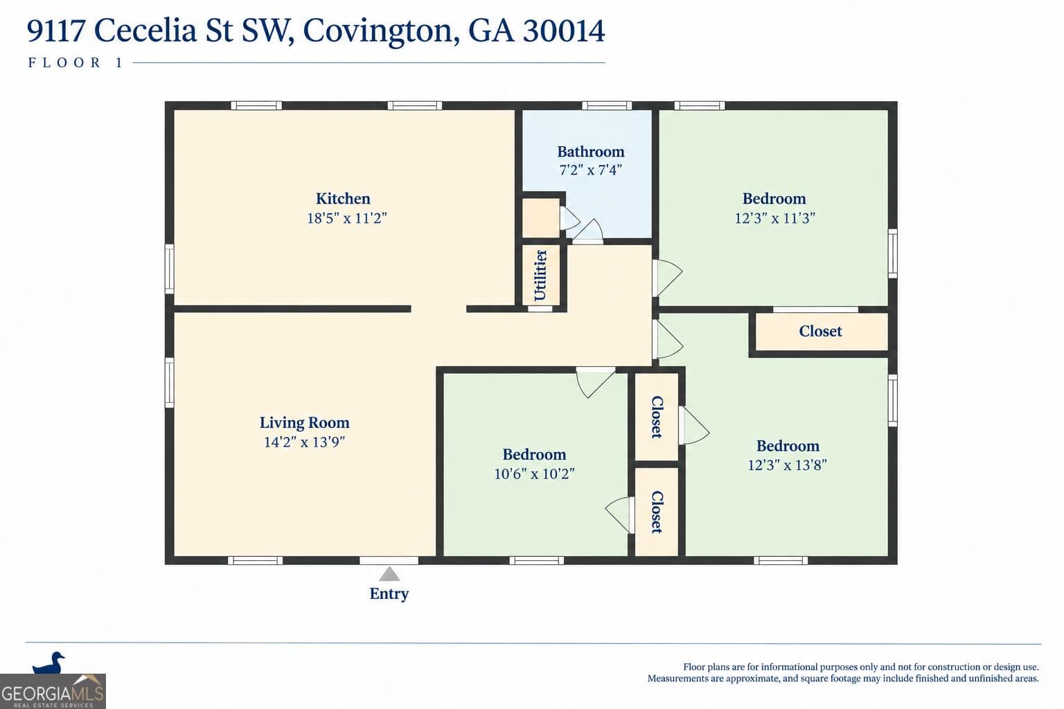 3 bedroom, 1 bathroom, 1,040 sq ft single family residence for sale at 9117 Cecelia Street, Covington, GA 30014 — photo 4