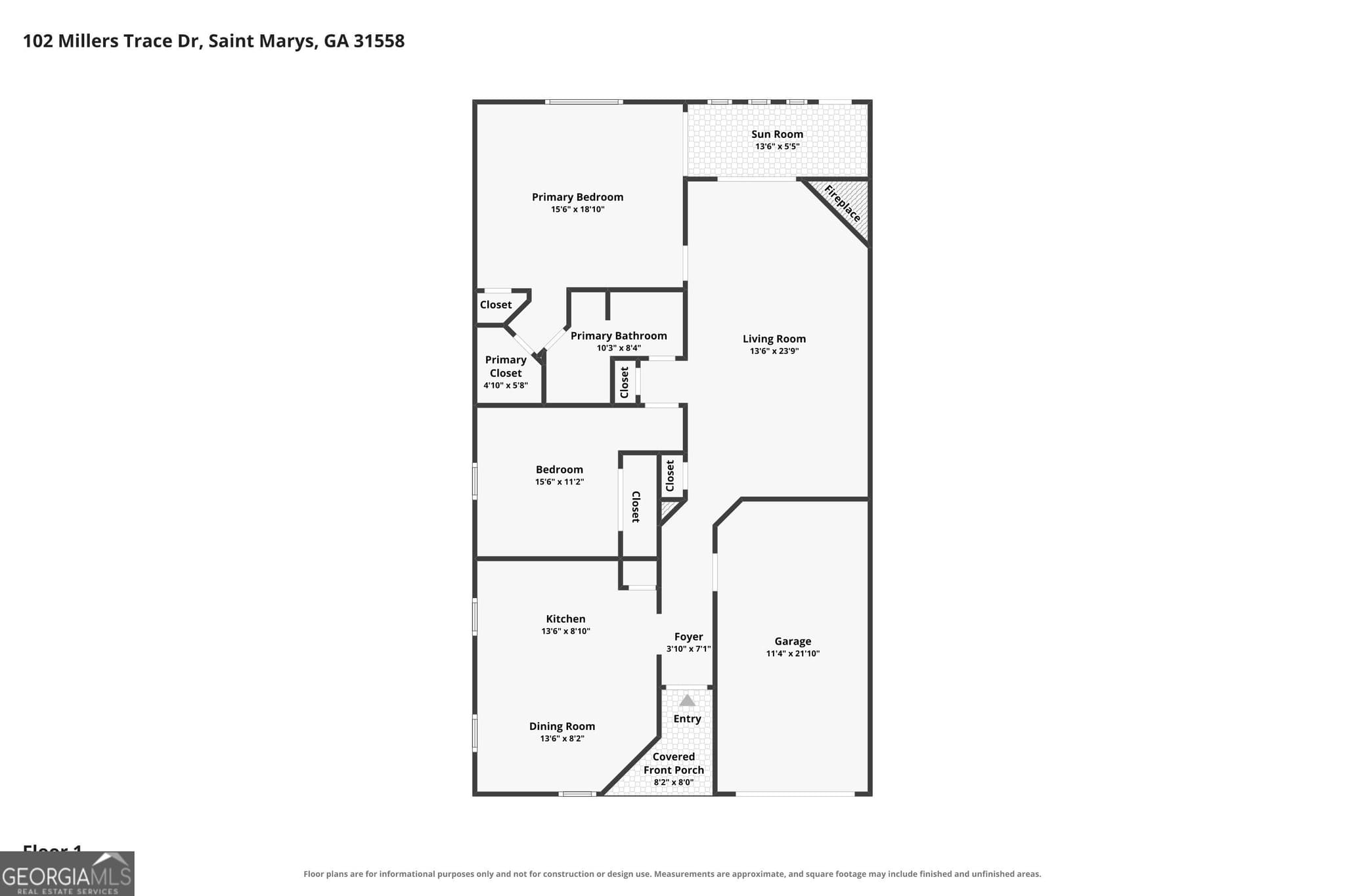 2 bedroom, 1 bathroom, 1,172 sq ft single family residence for sale at 102 Millers Trace Drive, St. Marys, GA 31558 — photo 8