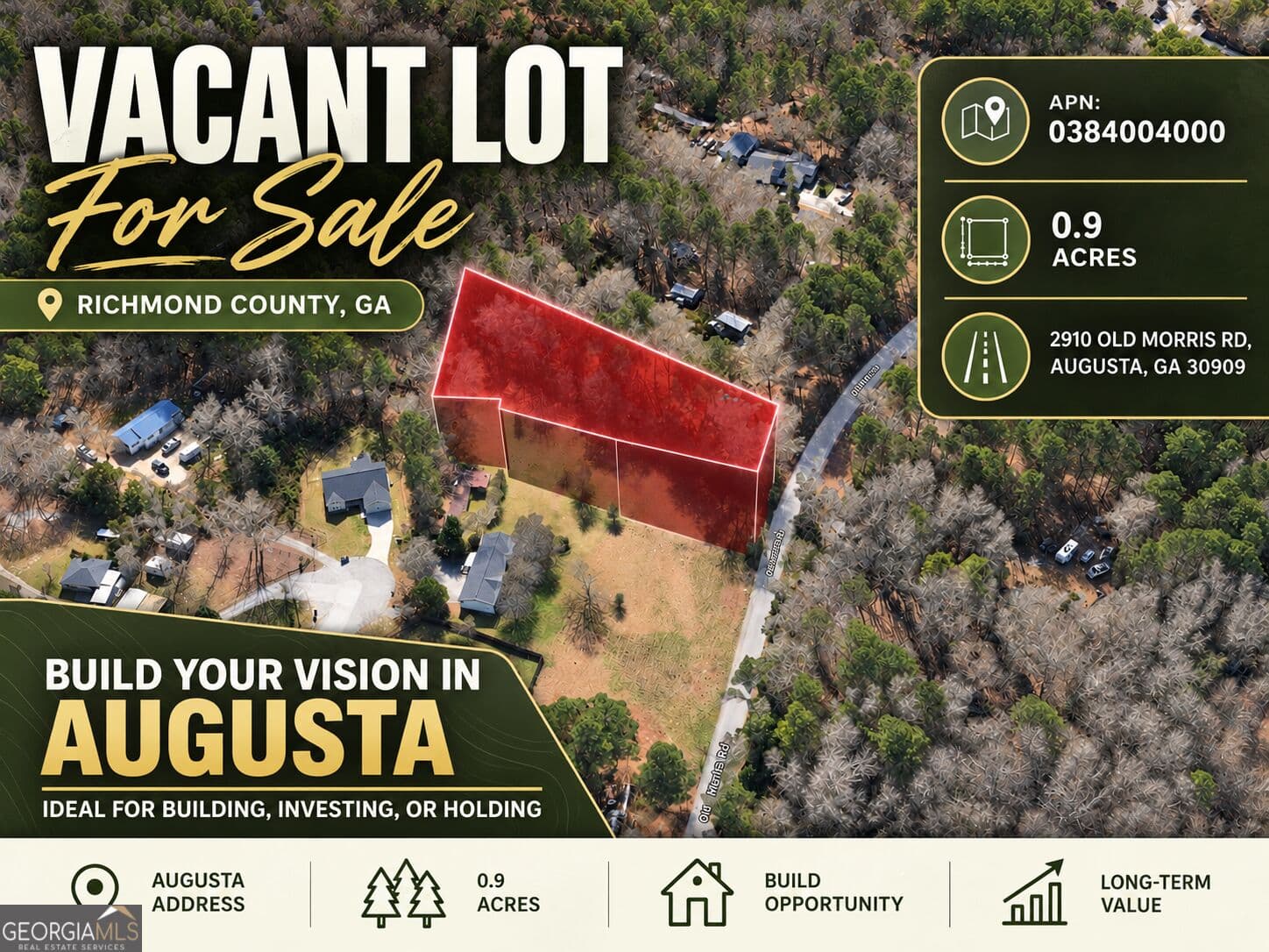 residential lot for sale at 2910 Old Morris Road, Augusta, GA 30909 — photo 1 of 9