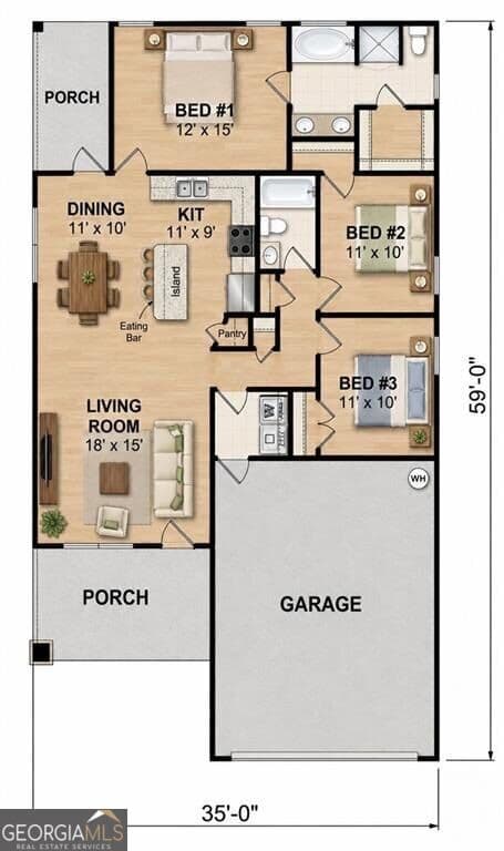 3 bedroom, 2 bathroom, 1,253 sq ft single family residence for sale at 303 Ashbrook Trace Drive LOT 18, Athens, GA 30605 — photo 2