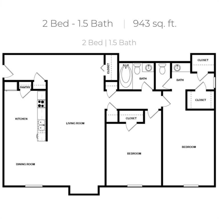 2 bedroom, 2 bathroom, 943 sq ft apartment for rent at 2909 Campbellton Road 19G, Atlanta, GA 30311 for $1,199 a month — photo 4