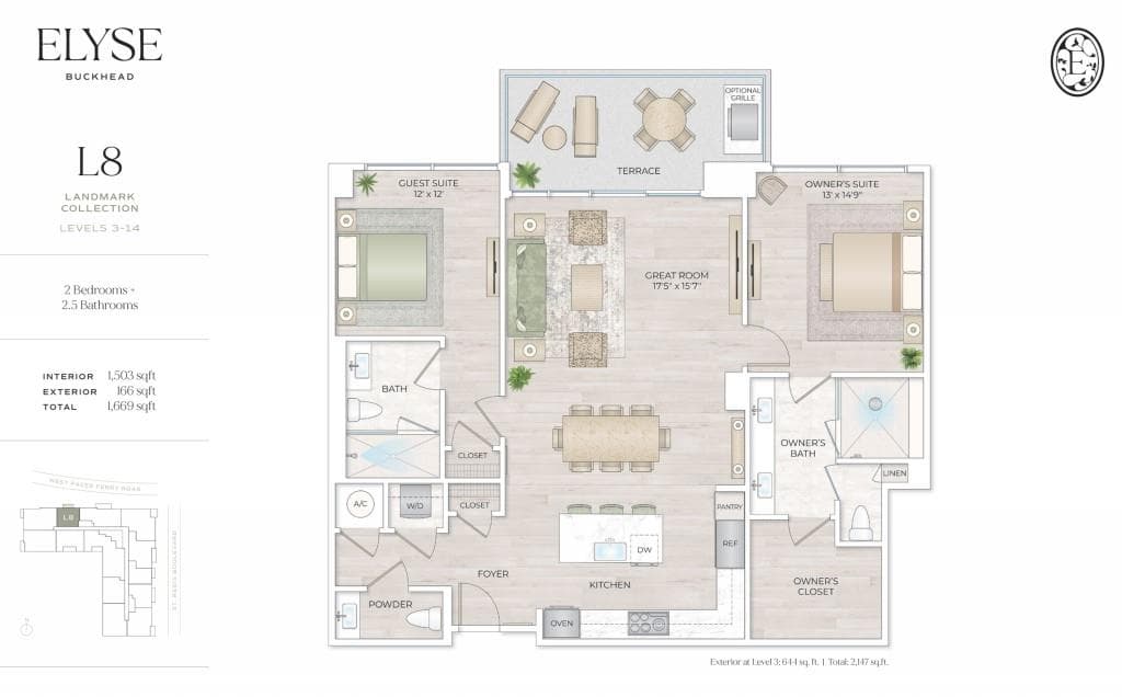 2 bedroom, 3 bathroom, 1,503 sq ft condominium for sale at 102 W Paces Ferry Road 1413, Atlanta, GA 30305 — photo 4