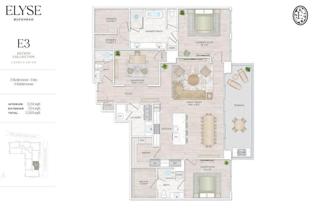 2 bedroom, 3 bathroom, 2,251 sq ft condominium under contract at 102 W Paces Ferry Road 1803, Atlanta, GA 30305 — photo 4