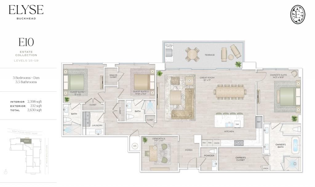 3 bedroom, 4 bathroom, 2,398 sq ft condominium for sale at 102 W Paces Ferry Road 1710, Atlanta, GA 30305 — photo 4