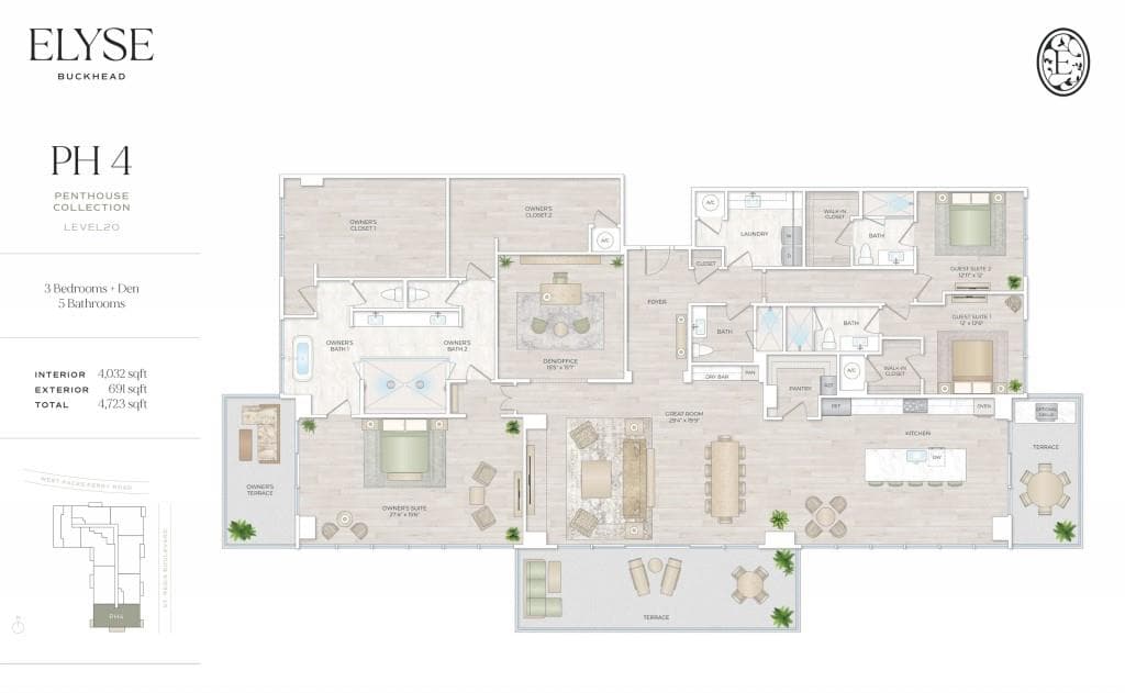 3 bedroom, 5 bathroom, 4,032 sq ft condominium for sale at 102 W Paces Ferry Road 2004, Atlanta, GA 30305 — photo 4