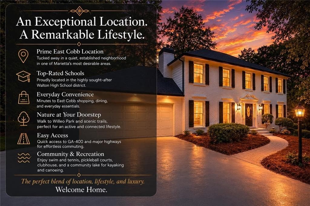 5 bedroom, 4 bathroom, 4,364 sq ft single family residence sold at 1731 E Bank Drive, Marietta, GA 30068