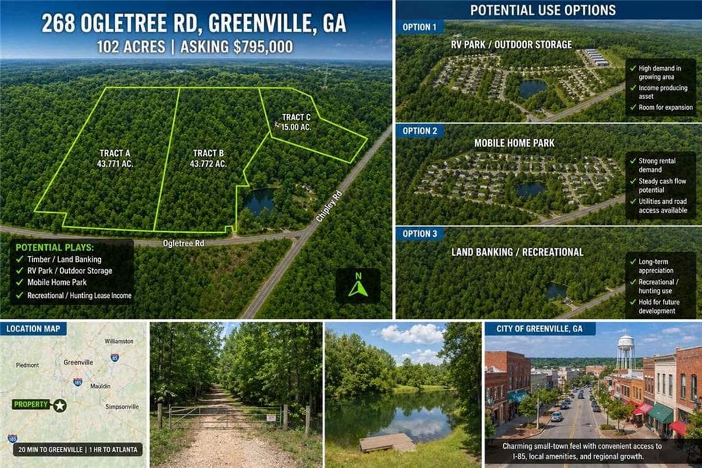 unimproved land for sale at 268 Ogletree Road, Greenville, GA 30222