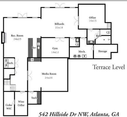 6 bedroom, 9 bathroom, 8,598 sq ft single family residence for sale at 542 Hillside Drive, Atlanta, GA 30342 — photo 9