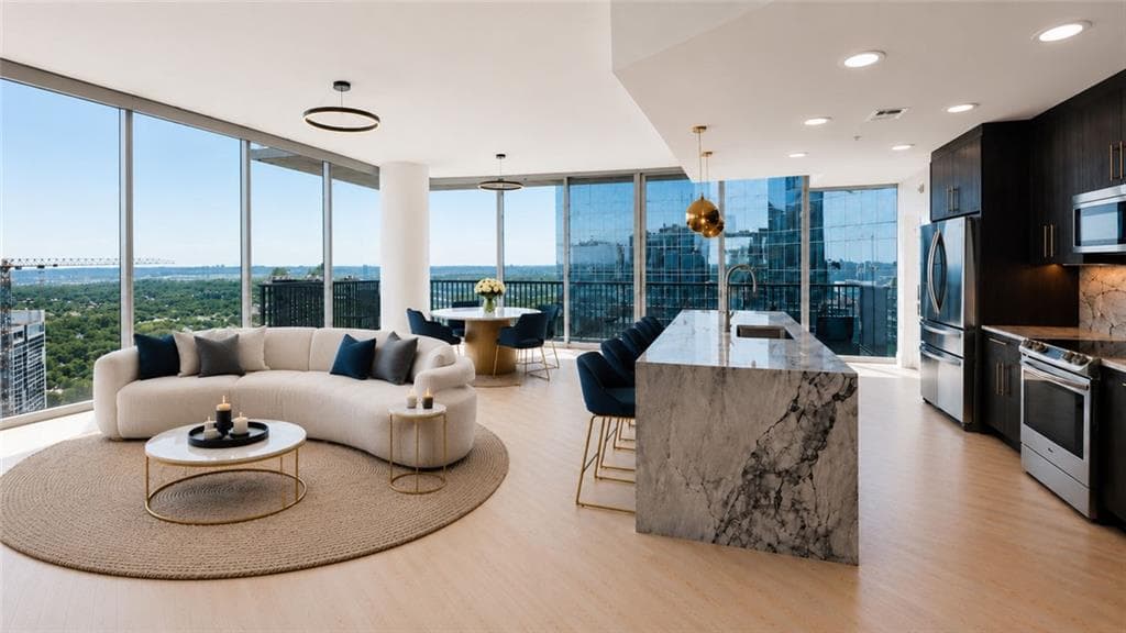 2 bedroom, 3 bathroom, 1,505 sq ft condominium for rent at 1080 Peachtree Street 3403, Atlanta, GA 30309 for $5,200 a month — photo 1 of 23