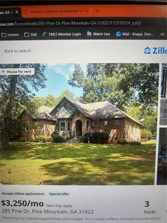 3 bedroom, 3 bathroom, 3,101 sq ft single family residence for rent at 285 Pine Drive, Pine Mountain, GA 31822 for $2,750 a month