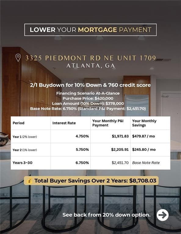 1 bedroom, 1 bathroom, 944 sq ft condominium for sale at 3325 Piedmont Road 1709, Atlanta, GA 30305 — photo 3