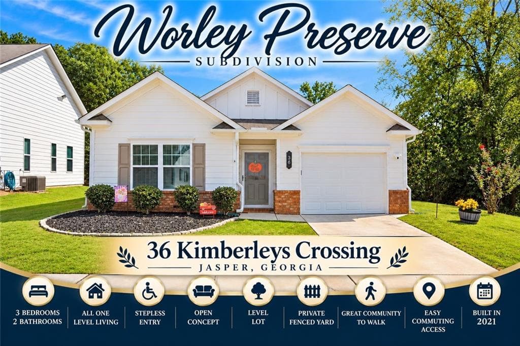 3 bedroom, 2 bathroom, 1,302 sq ft single family residence for sale at 36 Kimberleys Crossing, Jasper, GA 30143