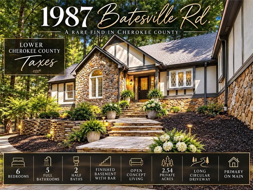 6 bedroom, 8 bathroom, 6,600 sq ft home for sale at 1987 Batesville Road, Canton, GA