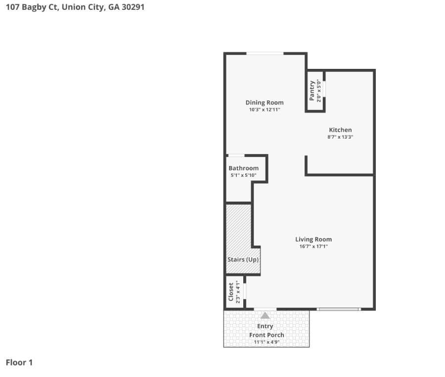 3 bedroom, 3 bathroom, 1,296 sq ft single family residence for sale at 107 Bagby Court, Union City, GA 30291 — photo 2