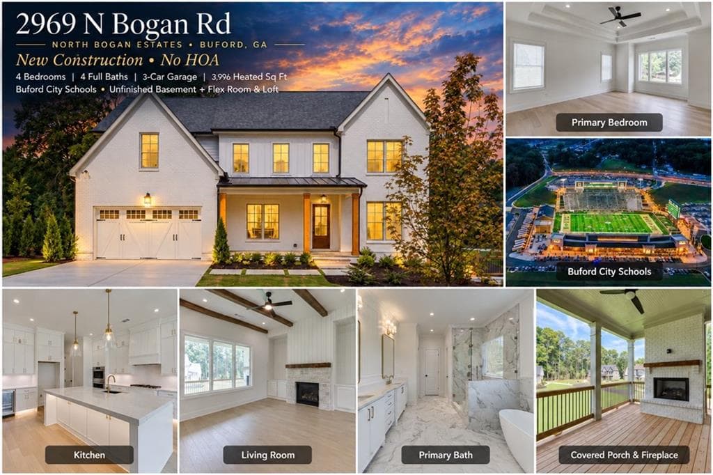4 bedroom, 4 bathroom, 3,996 sq ft single family residence for sale at 2969 N Bogan Road, Buford, GA 30519 — photo 1 of 88