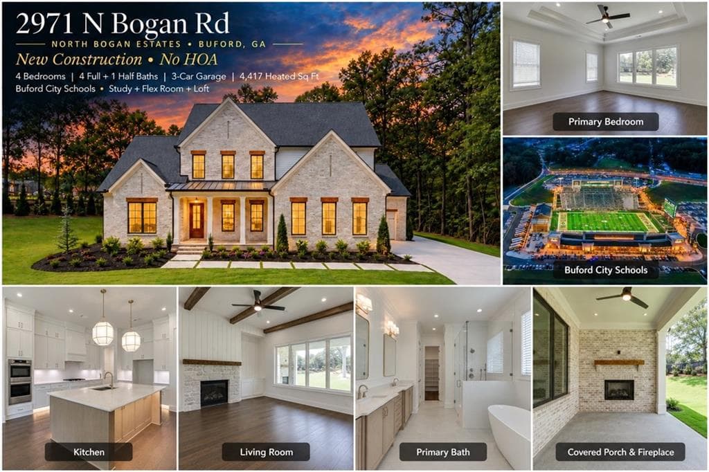 4 bedroom, 5 bathroom, 4,417 sq ft single family residence for sale at 2971 N Bogan Road, Buford, GA 30519 — photo 1 of 91