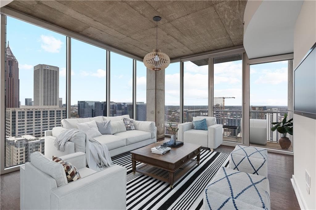 2 bedroom, 2 bathroom, 1,148 sq ft condominium sold at 855 Peachtree Street 2403, Atlanta, GA 30308