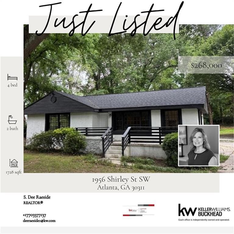 4 bedroom, 3 bathroom, 1,728 sq ft single family residence sold at 1956 Shirley Street, Atlanta, GA 30311