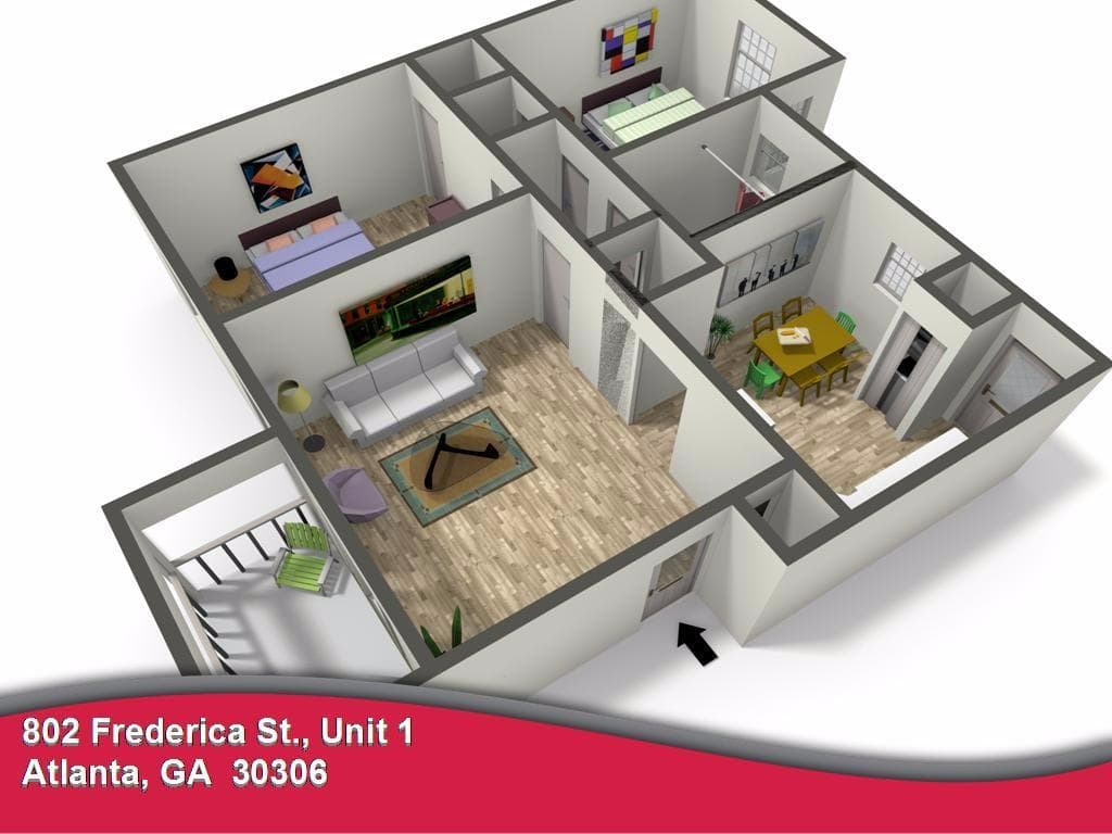 2 bedroom, 795 sq ft condominium sold at 802 Frederica Street 1, Atlanta, GA 30306